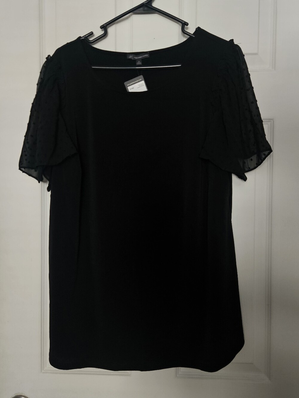 Adrianna Papell Black Women's Flutter Sleeve Top - Elegant Everyday Shirt